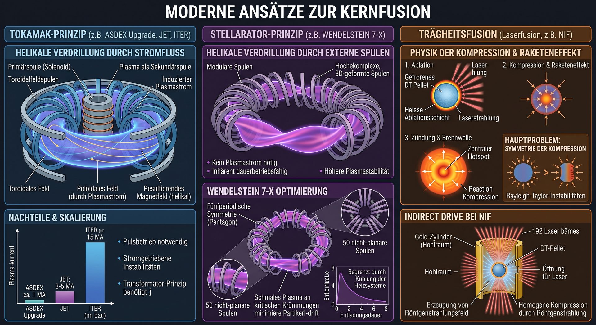 Kernfusion: drei Technologien