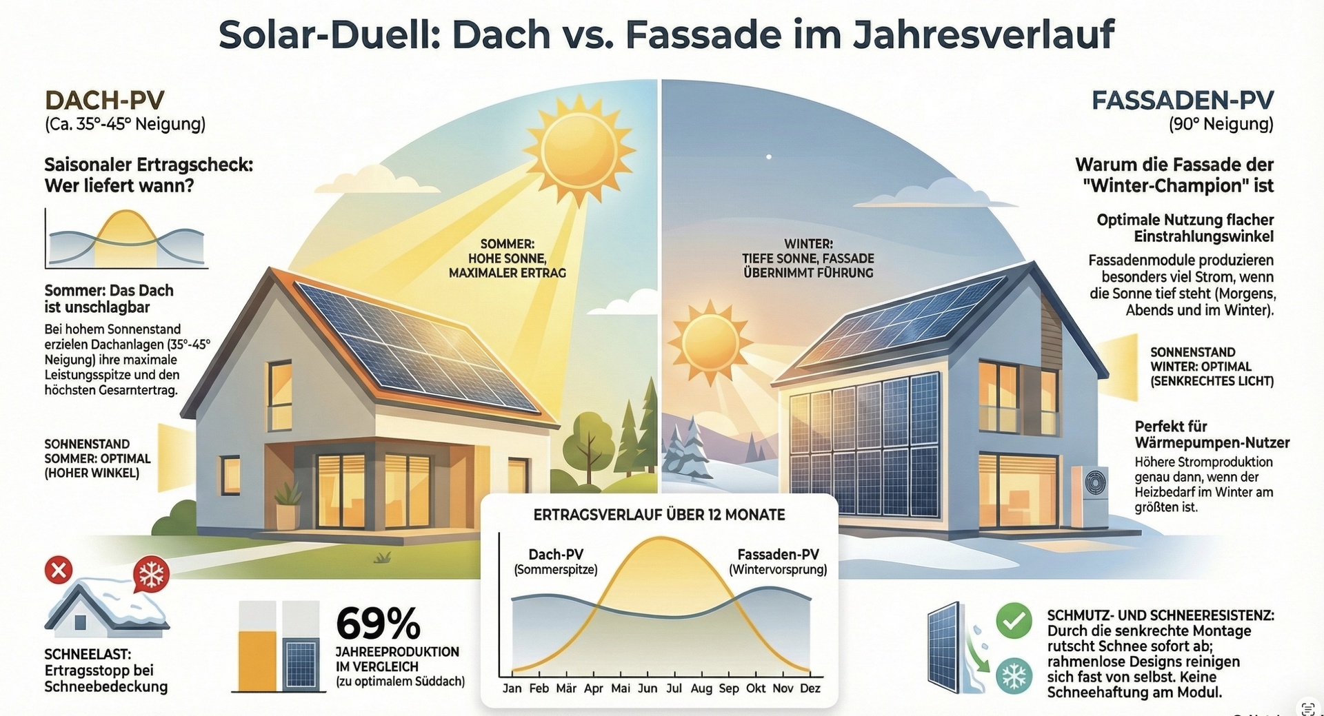 Solarfassaden- versus Solardach-Installation