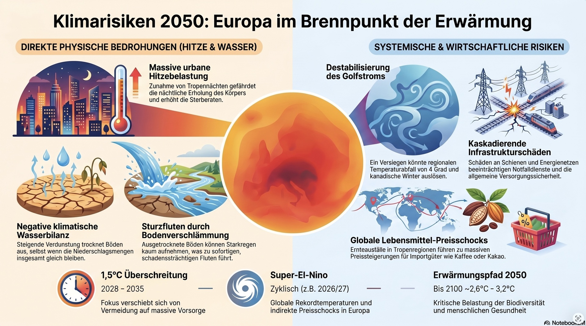 Klimarisiken 2050 in Europa.