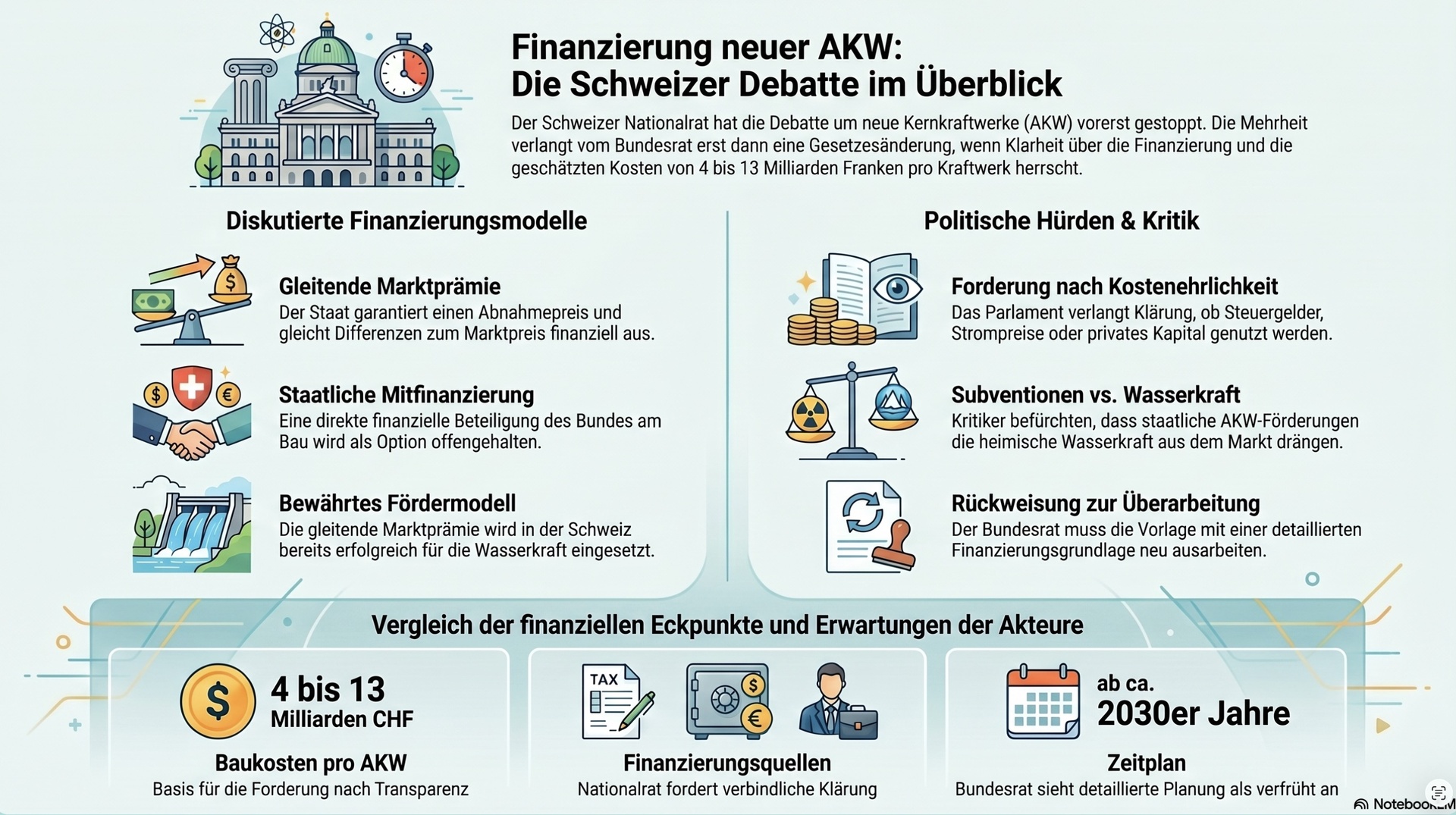 Neue AKWs Schweiz: Finanzierung.