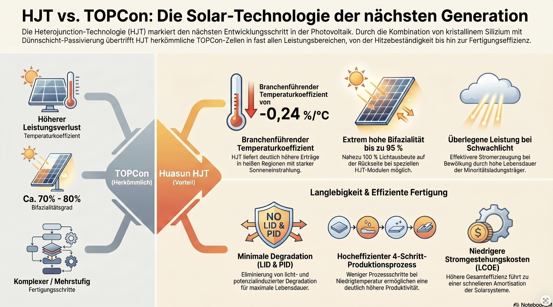 Vergleich von HJT und TOPCon.
