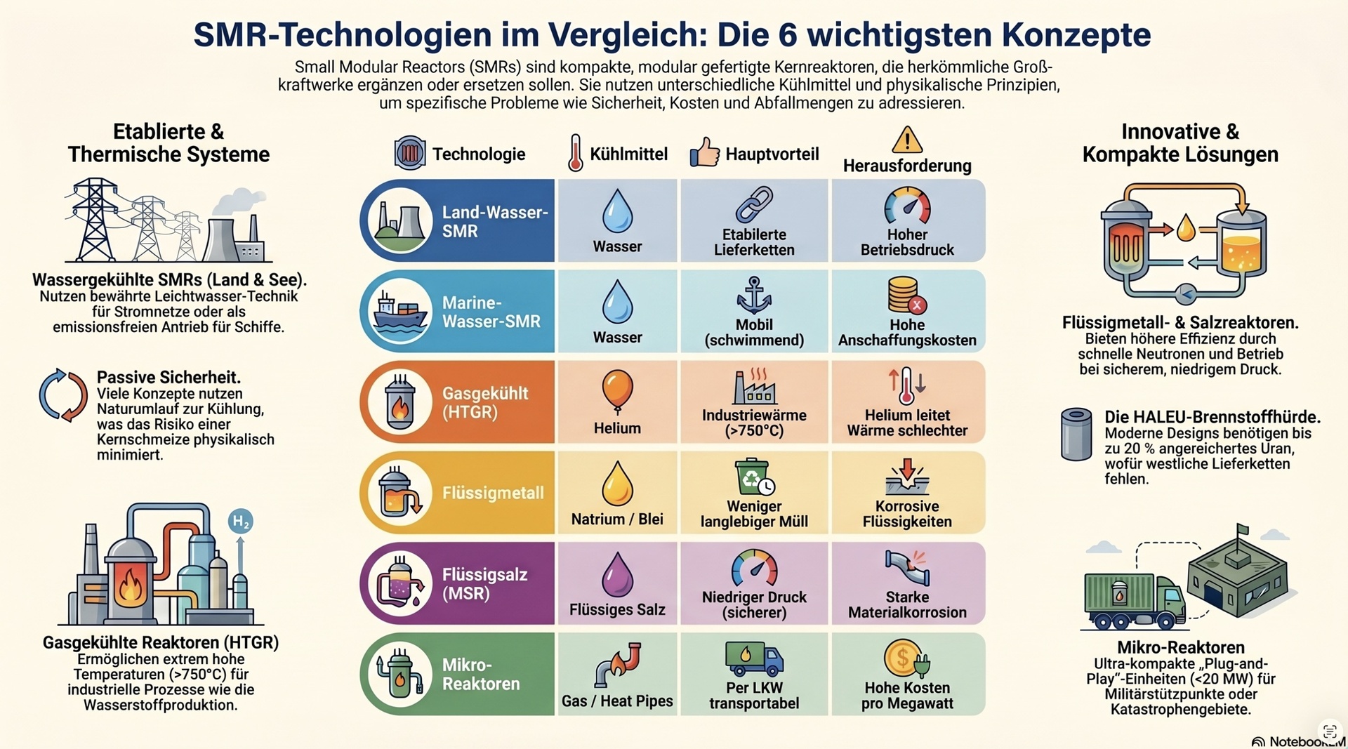 Sechs Technologien.