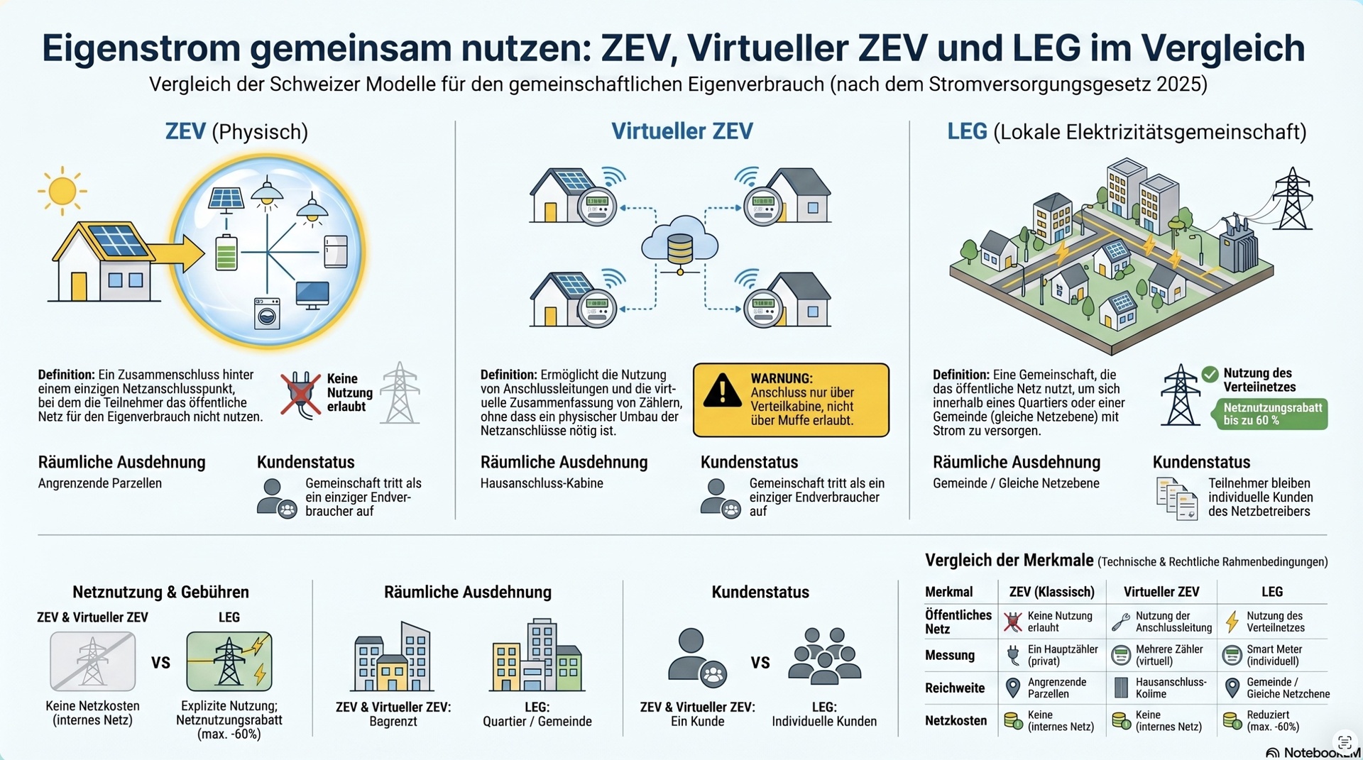 ZEV, V-ZEV, LEG im Vergleich.