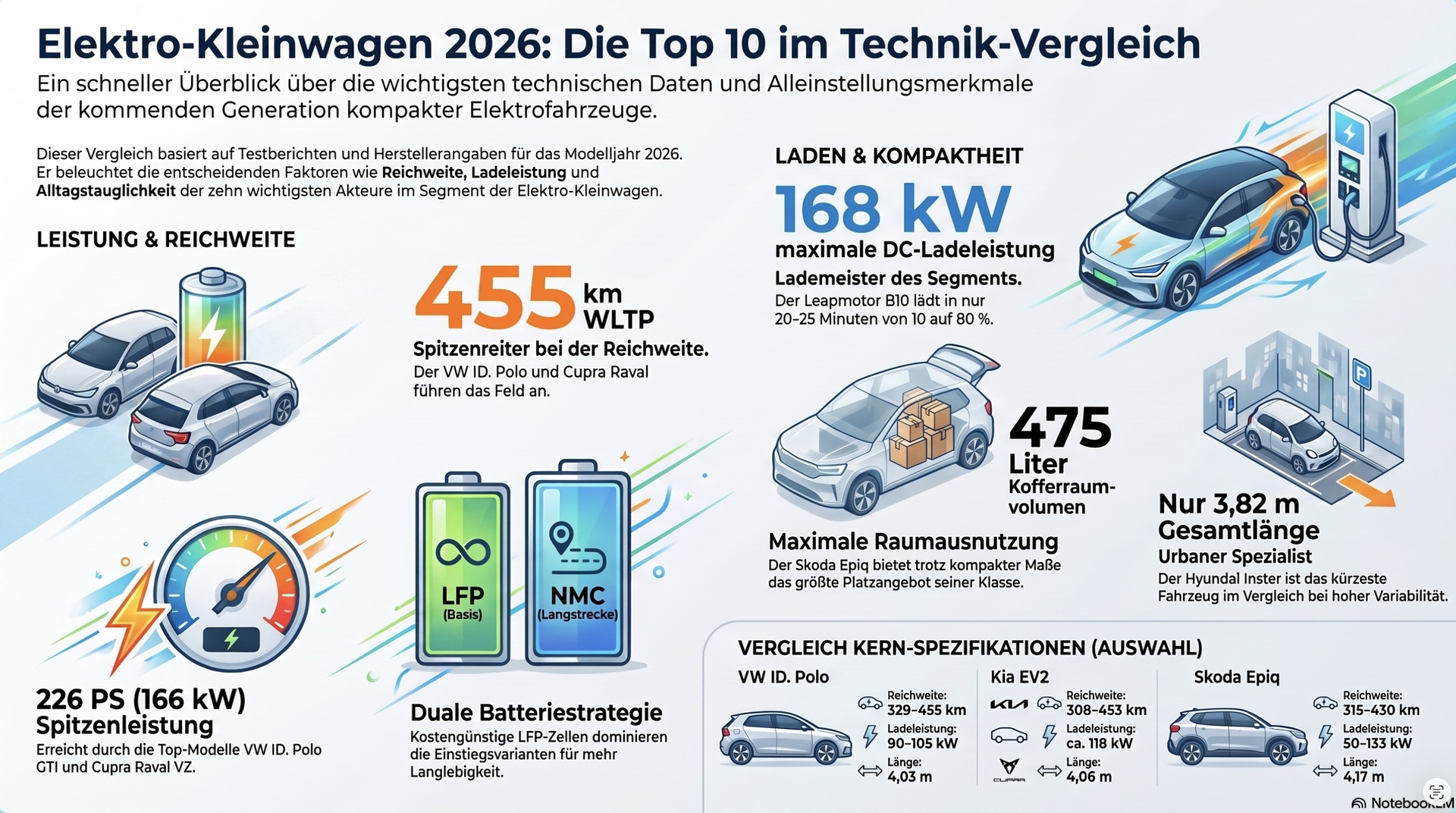 Elektro Kleinwagen Technik-Vergleich.