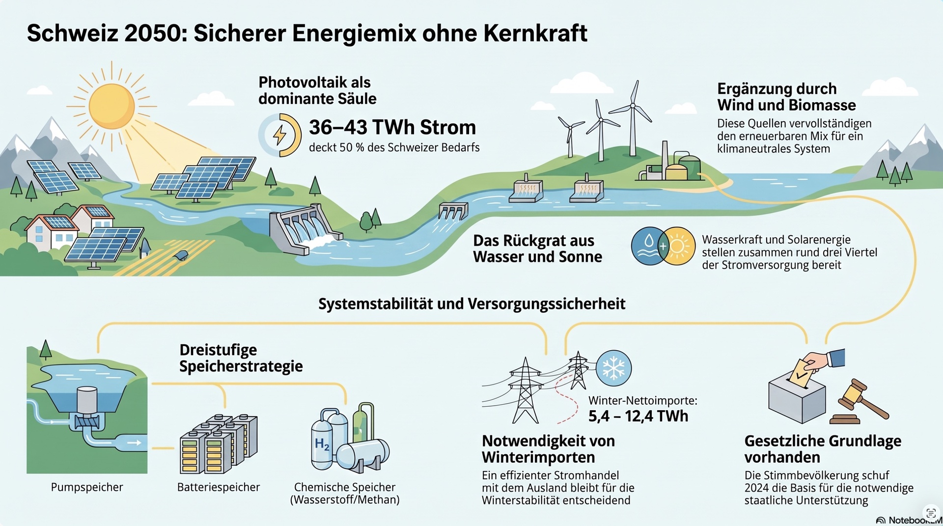 Schweiz Energiemix ohne Kernkraft.