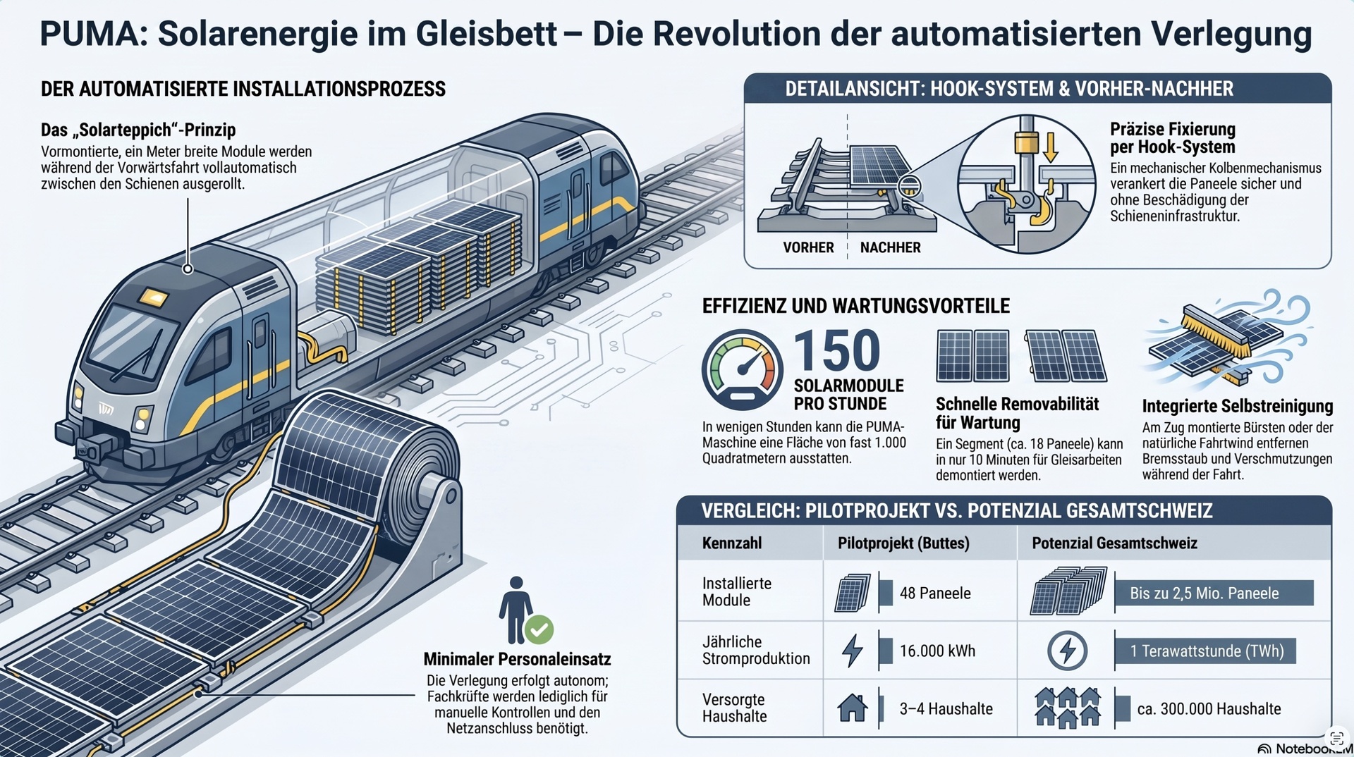 Sun Ways Solarmodule im Gleisbett.