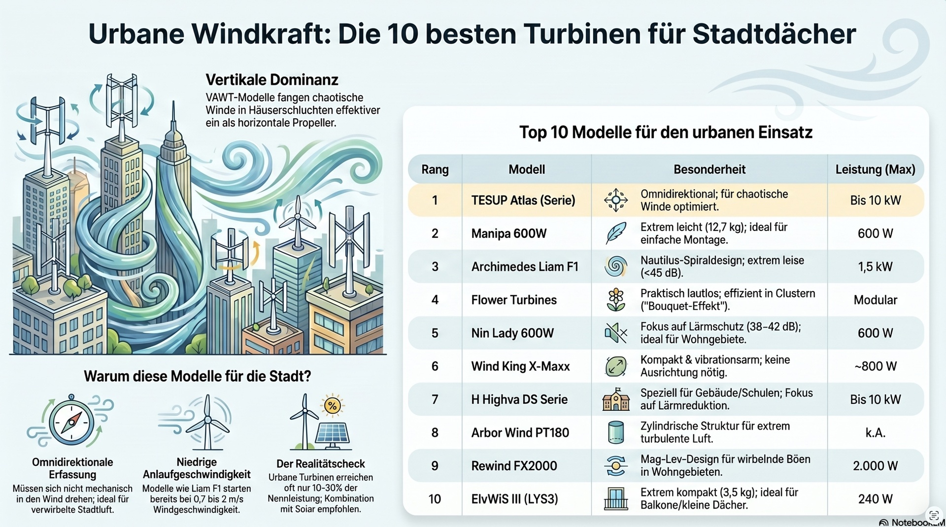 Wind-Turbinen für Stadtdächer.