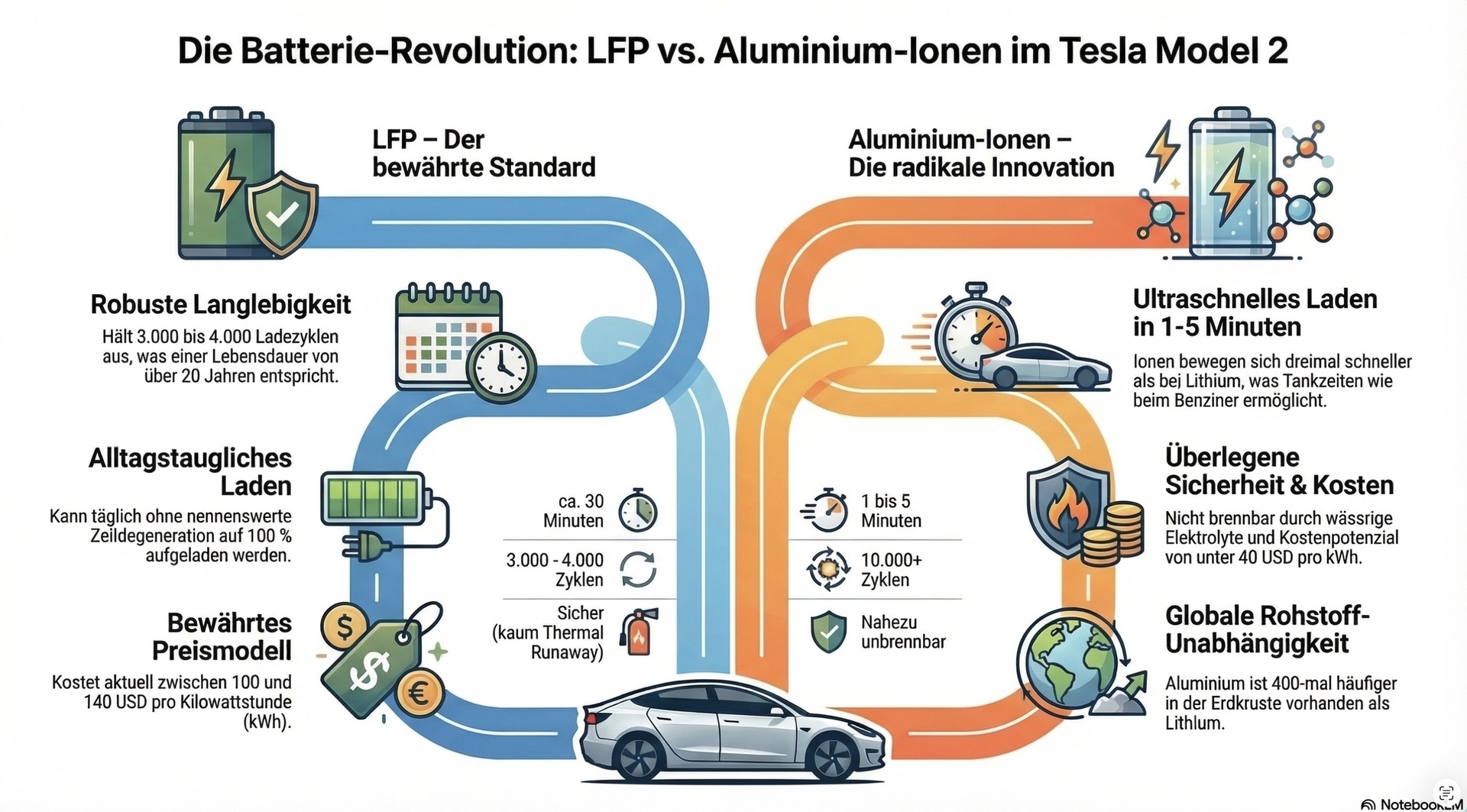 Tesla Model 2 Alu-, LFP-Akku.