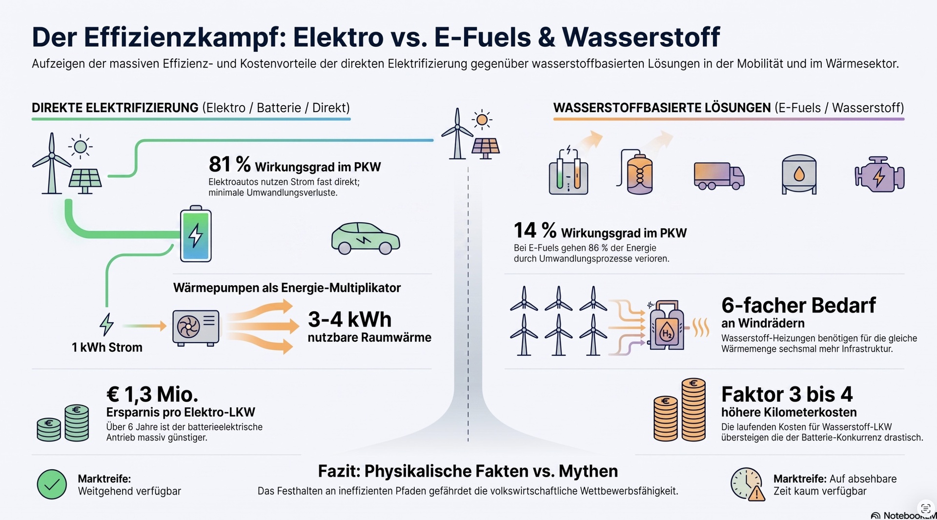 Elektro, E-Fuels, Wasserstoff.