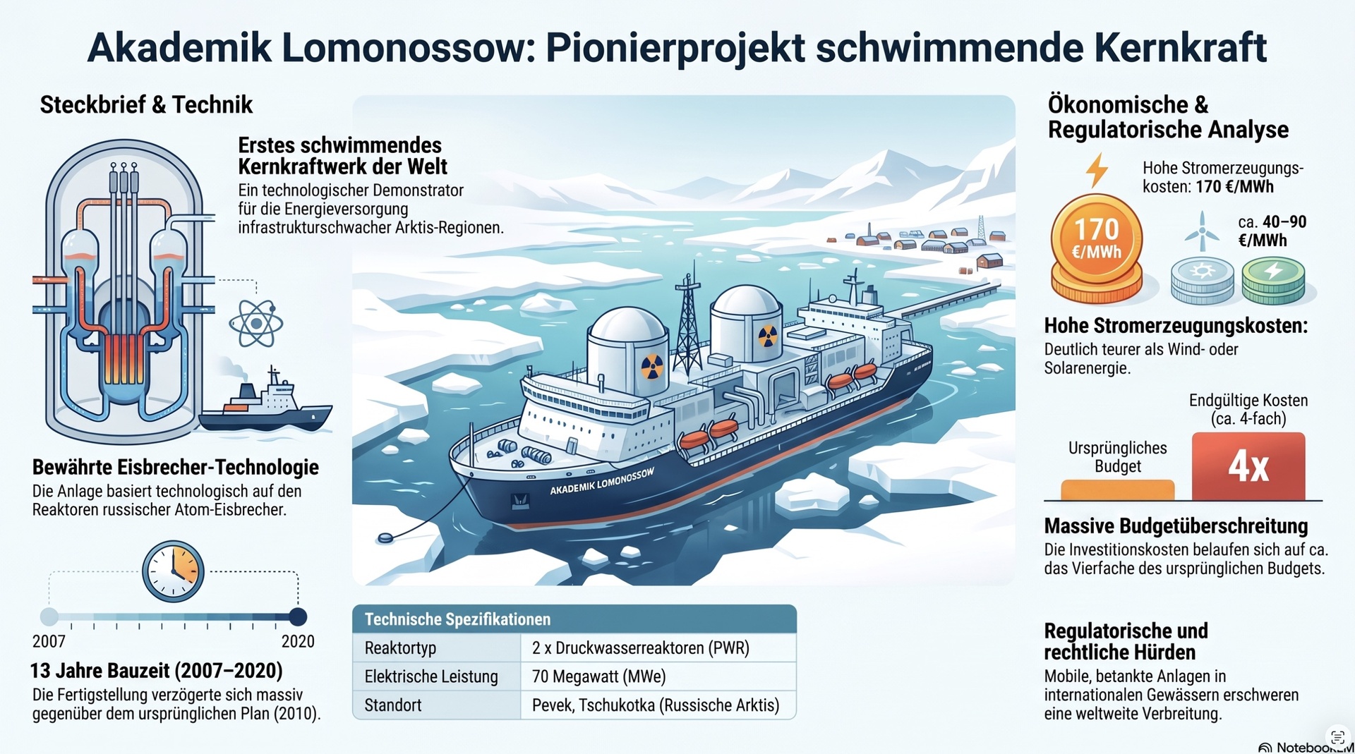 Kernkraftwerk-Schiff Akademik Lomonossow.