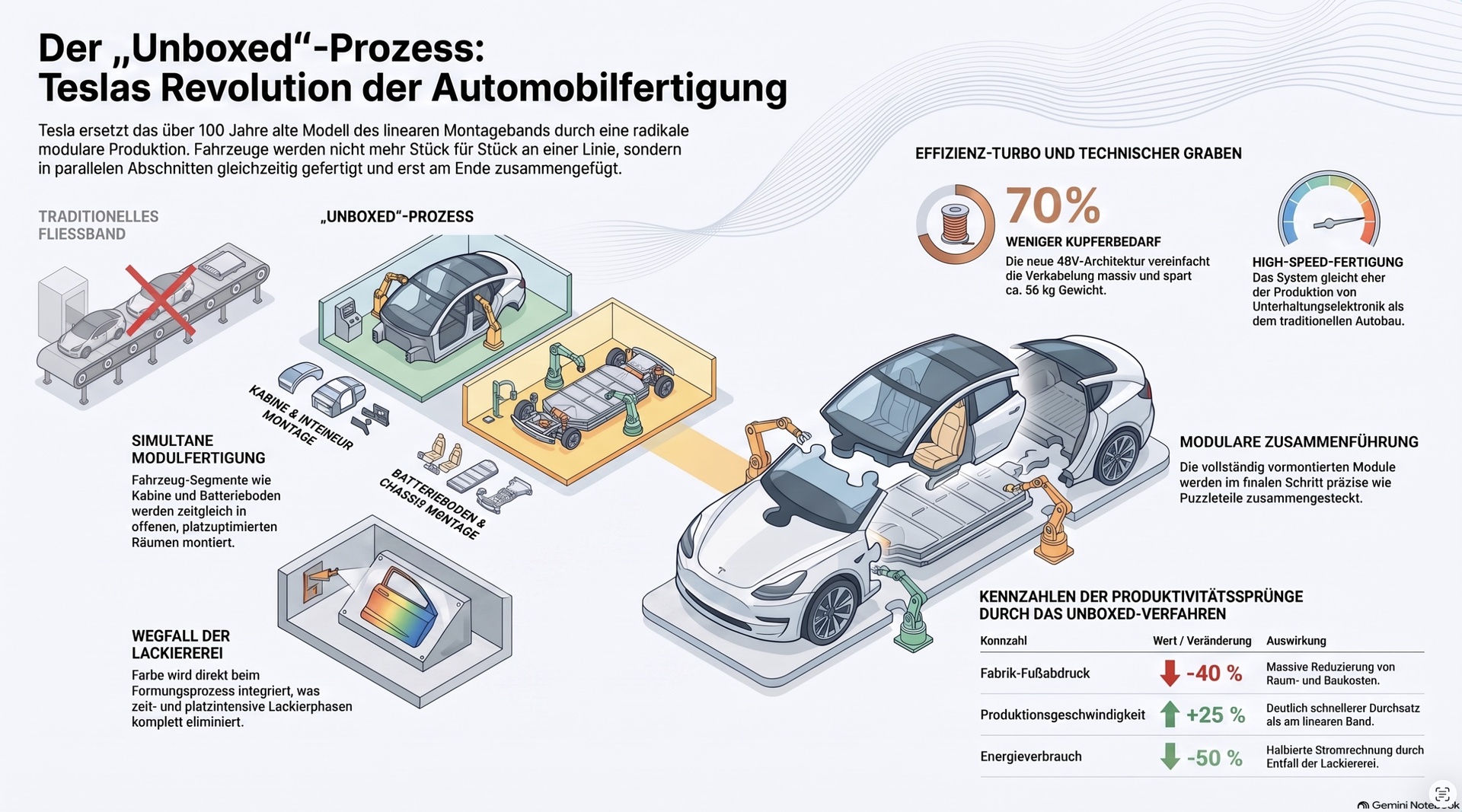 Modulare Unboxed Automobilfertigung.