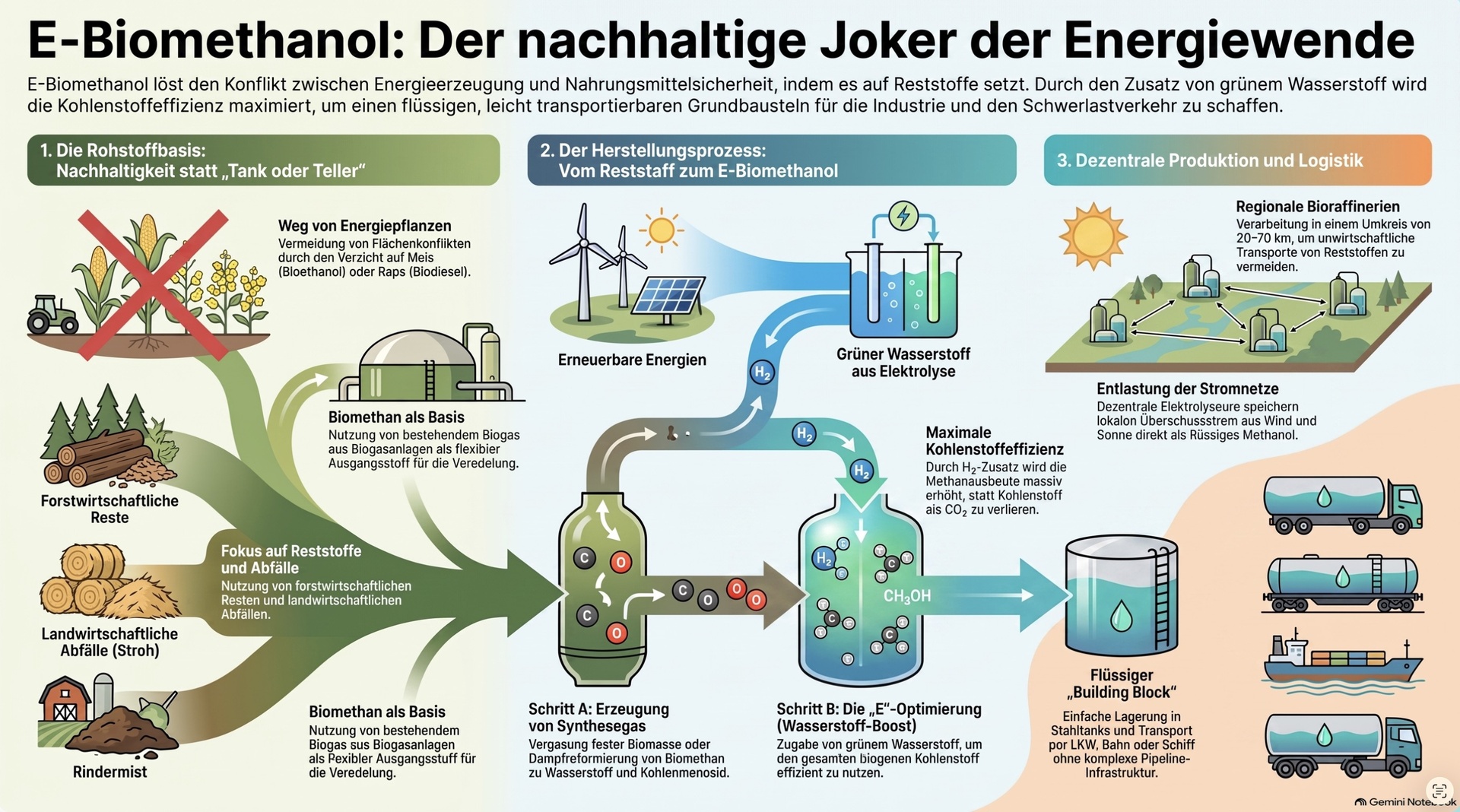 E-Biomethanol für die Energiewende.