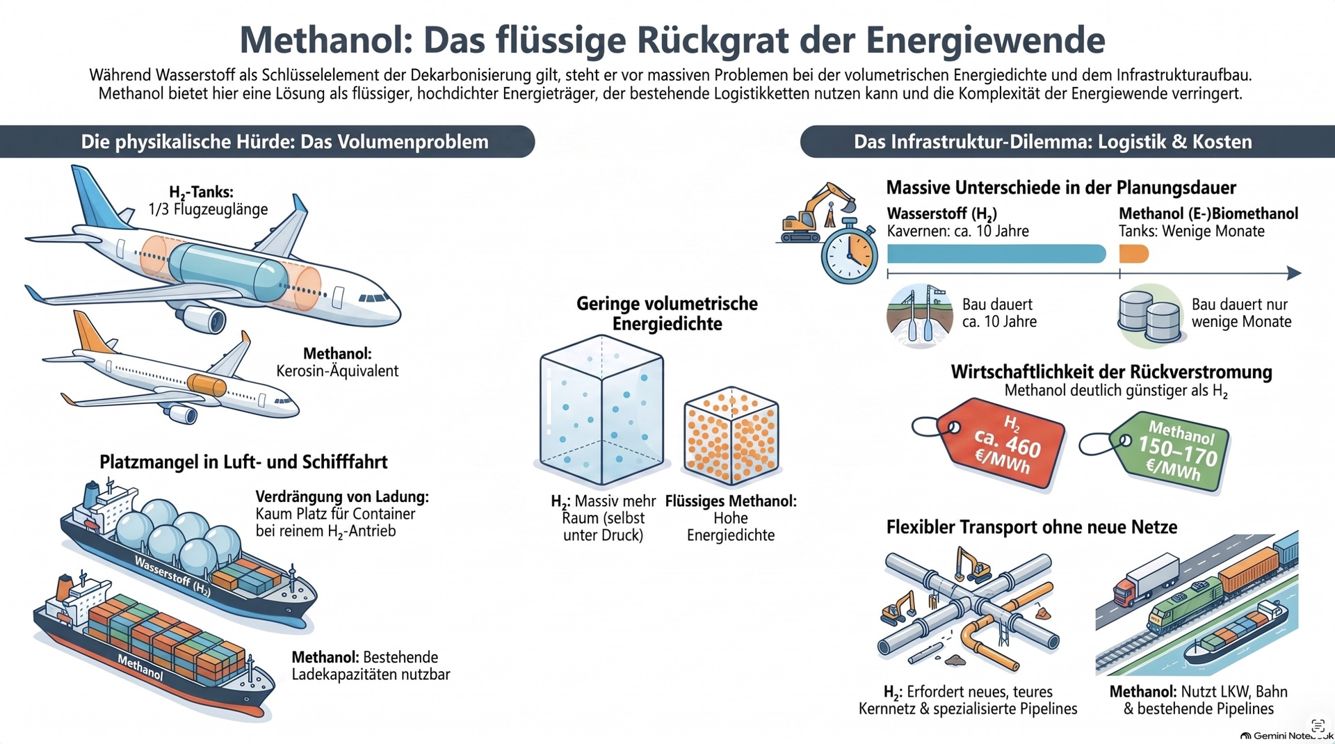 Methanol volumetrische Energiedichte.