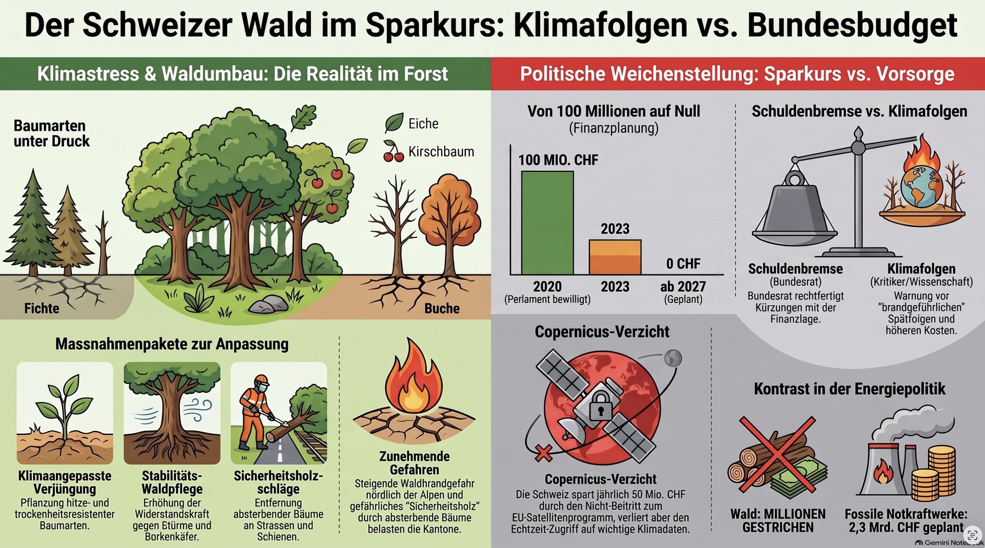 Schweizer Wald im Sparkurs.