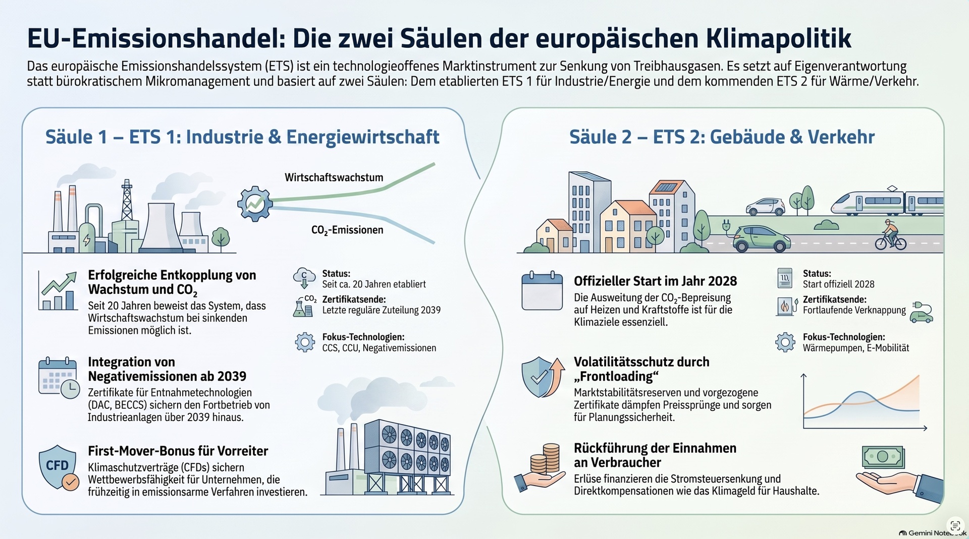 ETS 1 und ETS 2 europäische Klimapolitik.