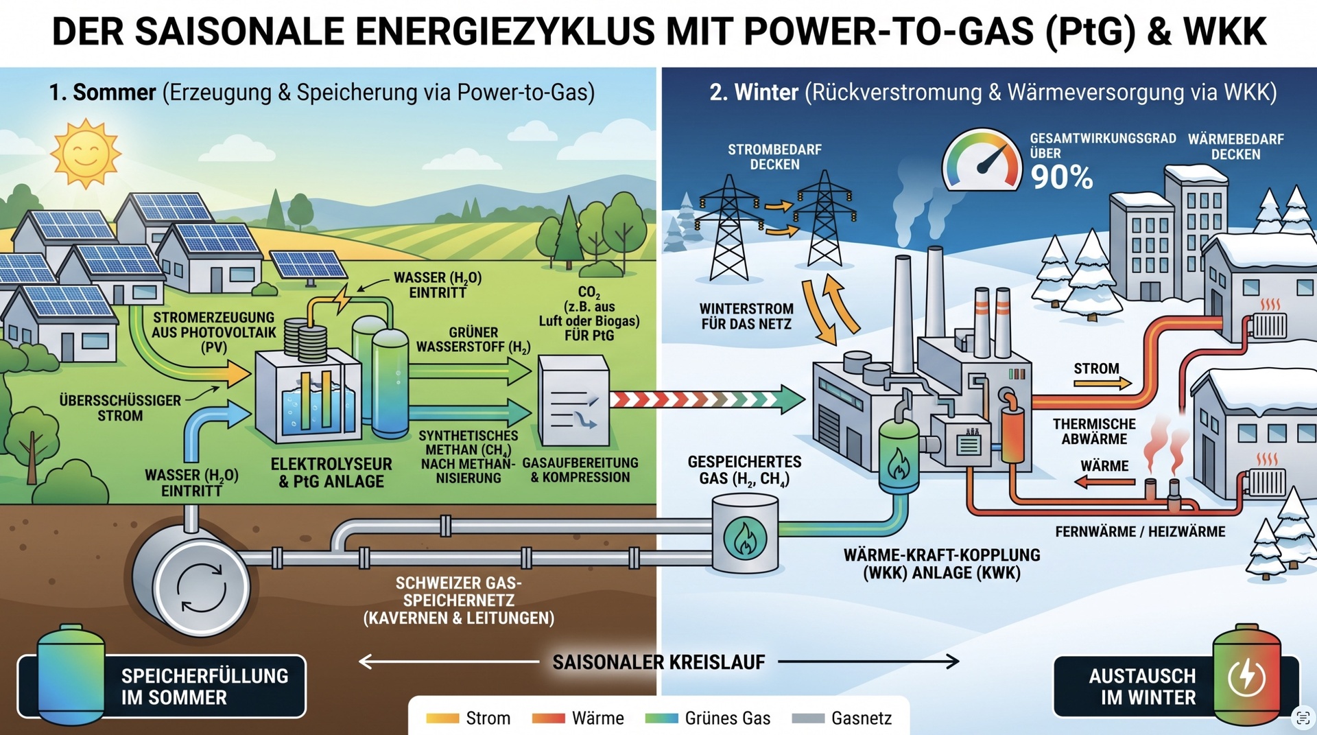 Saisonaler Ernergiezyklus Power-to-Gas (WKK)